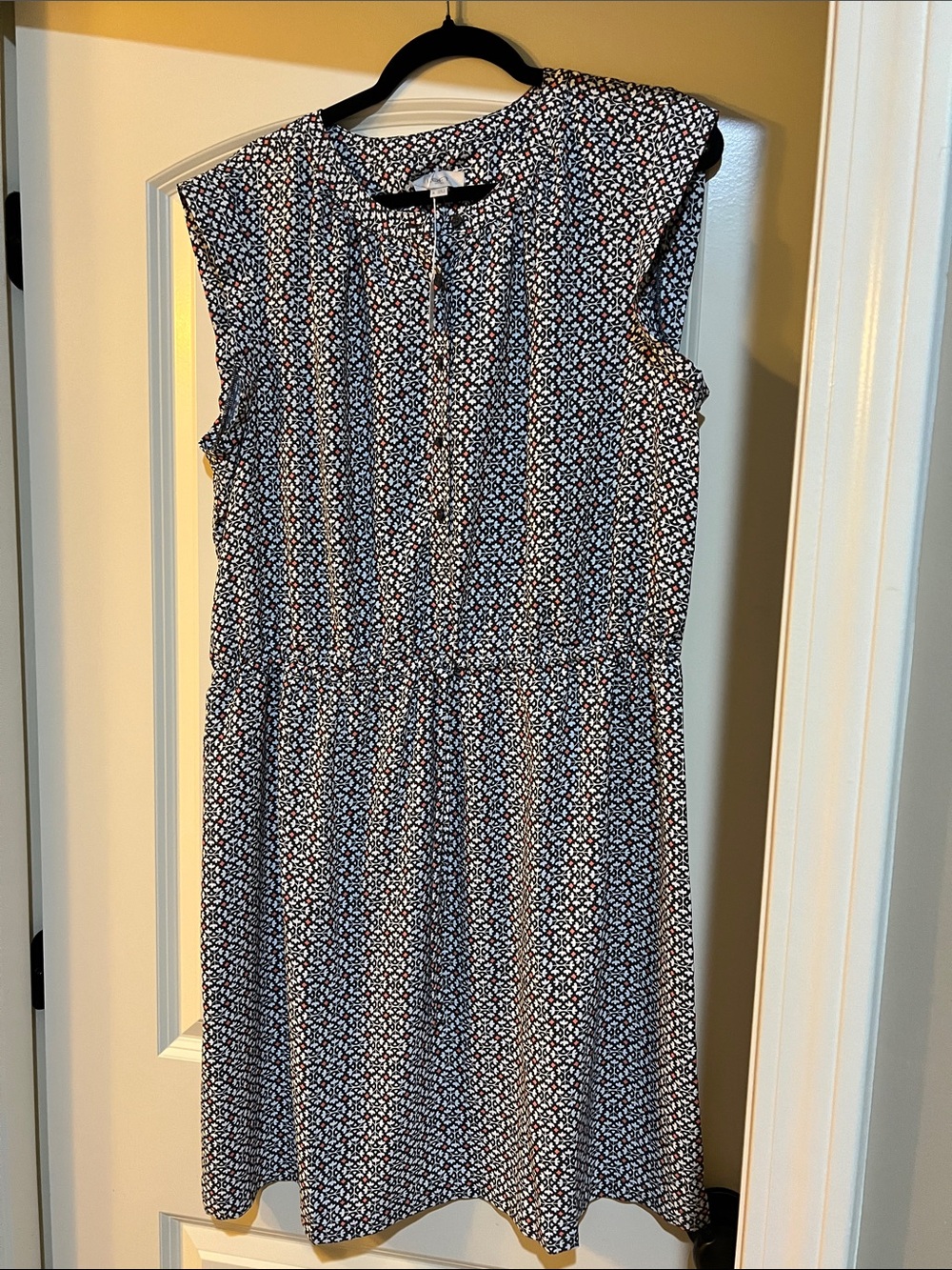 LOFT Outlet Black  and White Printed Midi Dress C165